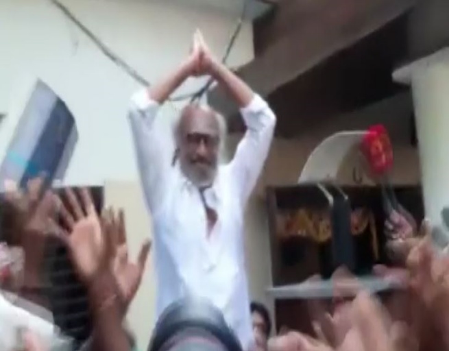 Rajinikanth greets fans outside his residence, wishes them Happy Diwali