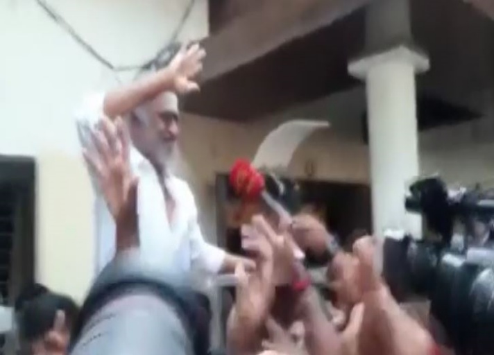 Rajinikanth greets fans outside his residence, wishes them Happy Diwali