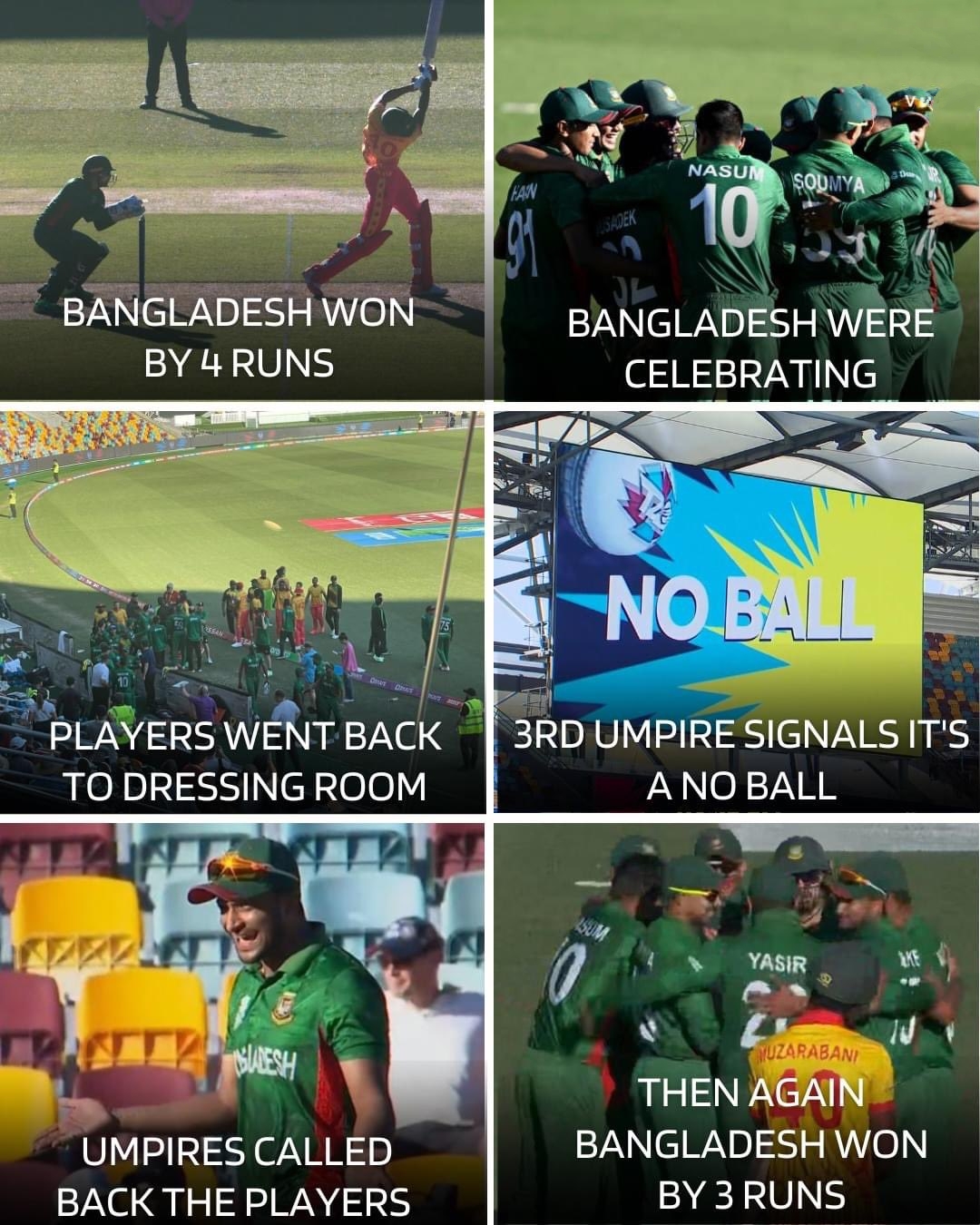 bangladesh vs zimbabwe match no ball drama