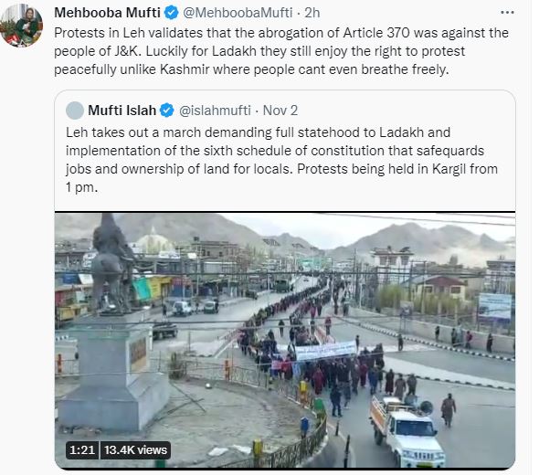 Protests in Leh validates that the abrogation of Article 370 was against the people of J&K.