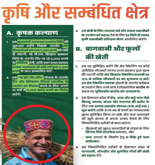 Farmer photo in Himachal bjp congress manifesto copy paste