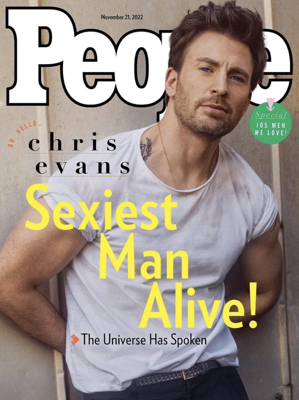 chris evans  sexiest man alive  people magazine  sexiest man alive of the year  paul rudd  Captain America  Stephen Colbert  Chris Hemsworth  John Legend  marvel film  latest hollywood news  latest news today  latest international news  Dwayne Johnson  ക്യാപ്‌റ്റന്‍ അമേരിക്ക  സെക്‌സിയസ്‌റ്റ് മാന്‍ അലൈവ്  പീപ്പിള്‍സ് മാഗസിന്‍  ക്രിസ്‌ ഇവാന്‍സ്  സ്‌റ്റീഫന്‍ കോള്‍ബേര്‍ട്‌സിന്‍റെ ഷോ  ന്യൂ കമേര്‍സ്  ജോണി സ്‌ട്രോം  പോള്‍ റഡ്  റയാന്‍ റെയ്‌നോള്‍ഡ്സ്  ക്രിസ്‌ ഹേംസ്‌വര്‍ത്ത്  ഏറ്റവും പുതിയ അന്തര്‍ദേശീയ വാര്‍ത്ത  ഇന്നത്തെ പ്രധാന വാര്‍ത്ത  ഏറ്റവും പുതിയ ഹോളിവുഡ് വാര്‍ത്ത