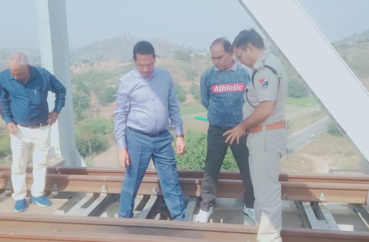 officials inspected railway track