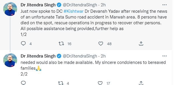 Dr Jitendra Singh tweet