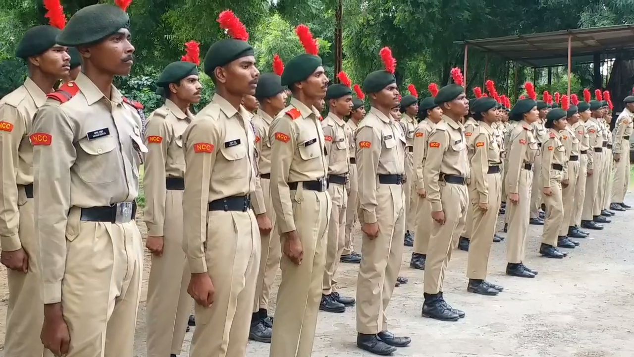 NCC cadets taking training in dilapidated building