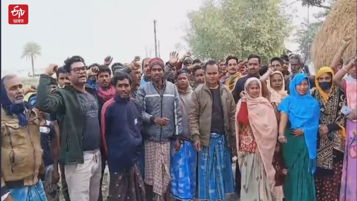 public protest in kalgachia against illegal sand mining