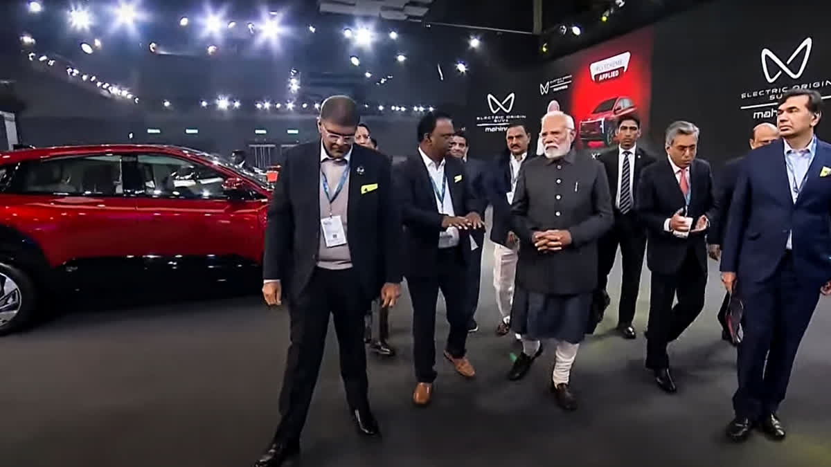 n the screenshot from @NarendraModi via Youtube Prime Minister Narendra Modi visits the Bharat Mobility Global Expo 2025 at Bharat Mandapam, in New Delhi, Friday, Jan. 17, 2025.