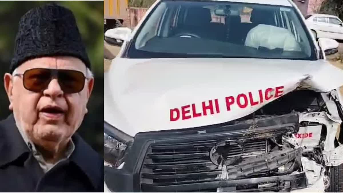 Delhi police vehicle in Farooq Abdullah's convoy met with accident in Dausa.