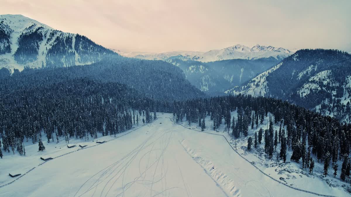 A view of snowclad meadow at Doodhpathri in J&K'S Budgam