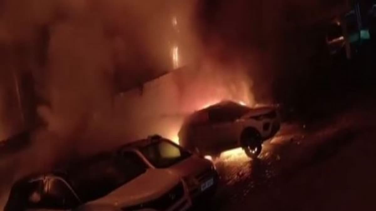 Fire At Car Showroom In Shivamogga