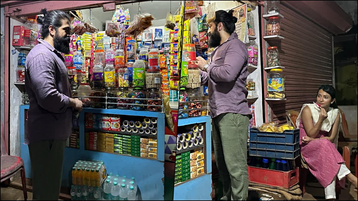 Actor Yash at grocery store  Yash with wife and kids  Actor Yash Buying Candy for Wife  യഷ് വൈറൽ ഫോട്ടോസ്  യഷ് സ്റ്റേഷനറി കടയിൽ