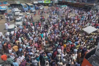 The district-wide hartal called by the ruling LDF, opposition UDF and BJP to seek permanent solutions to the man-animal conflicts in the region turned violent in Pulpally on Saturday with protesters damaging a Forest department vehicle and tying atop it a cow that was killed in a suspected tiger attack earlier in the day.