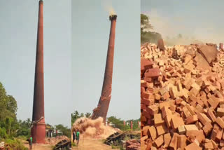 Calicut Tile Company chimney  First Mechanised Clay Tile Company  Tile Company demolished chimney  ദി കാലിക്കറ്റ് ടൈൽ കമ്പനി  ഓട് കമ്പനിയിലെ ചിമ്മിനി തകര്‍ത്തു