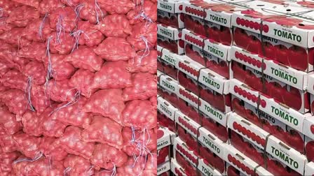 Onion export  tomato boxes  customs department seiz  ಟೊಮೆಟೊ ಬಾಕ್ಸ್​ ಈರುಳ್ಳಿ ಕಳ್ಳಸಾಗಣೆ