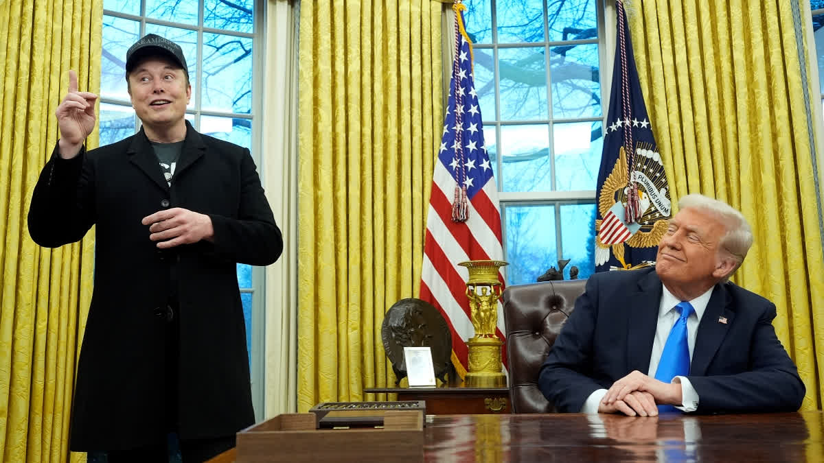 President Donald Trump listens as Elon Musk speaks in the Oval Office at the White House, Tuesday, Feb. 11, 2025, in Washington.