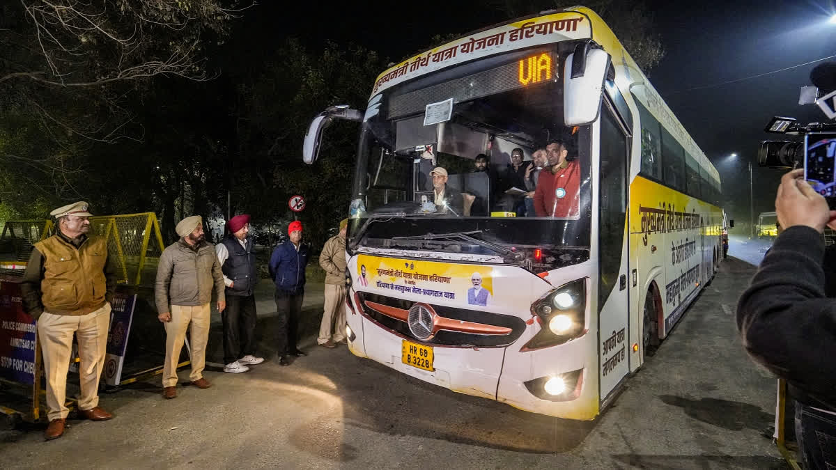 People deported from America being taken to their respective destinations following the completion of formalities such as immigration, verification and background checks, in Amritsar, Monday, Feb. 17, 2025.