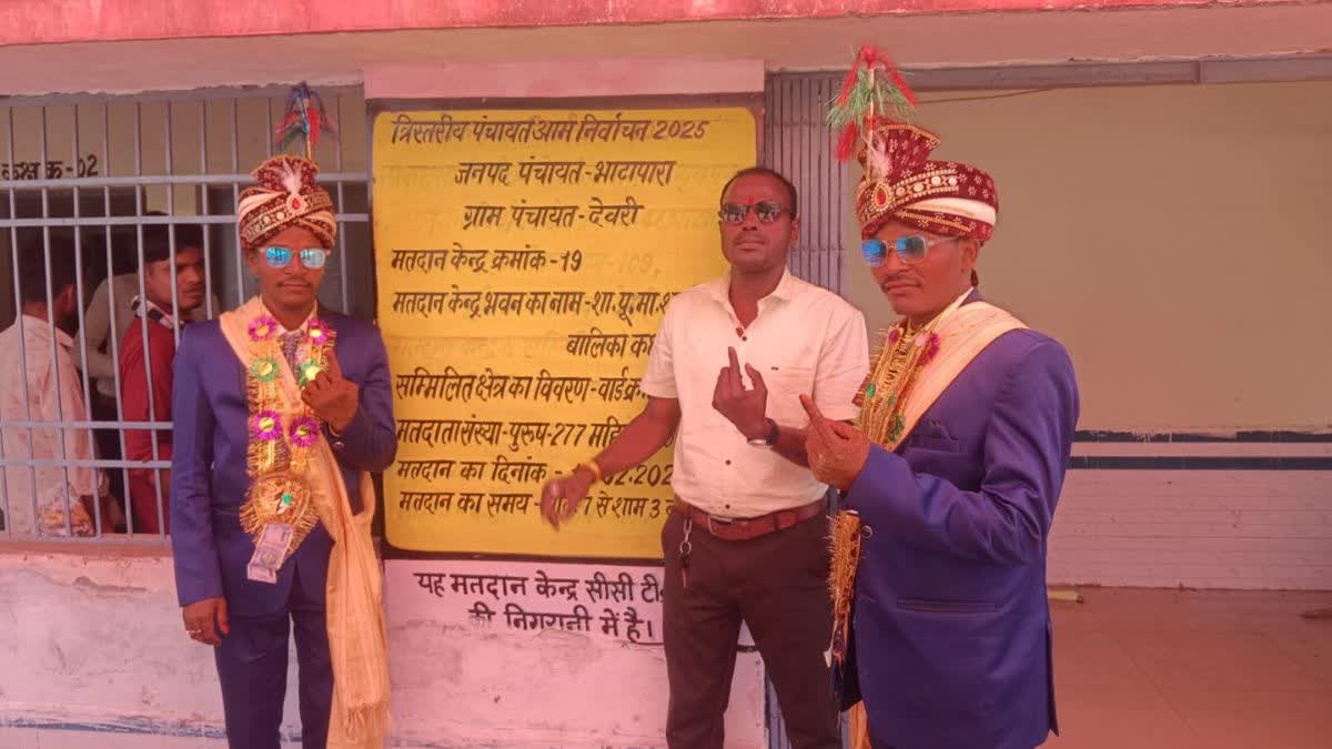 GROOM CASTS VOTE BEFORE MARRIAGE