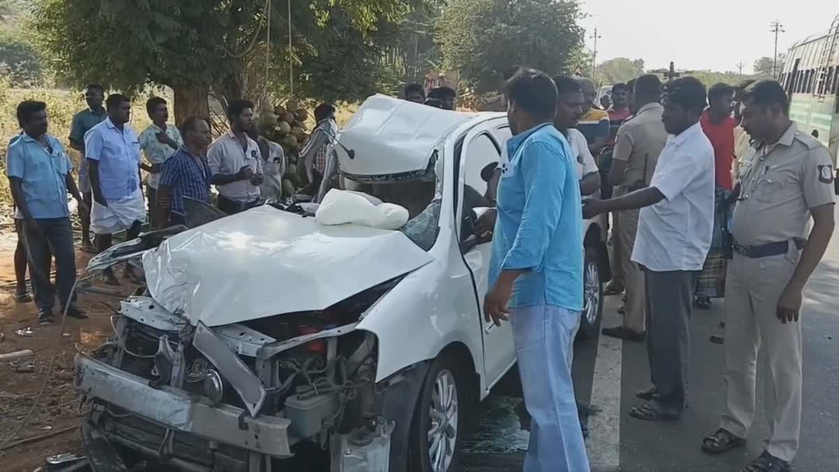 theni car lorry accident