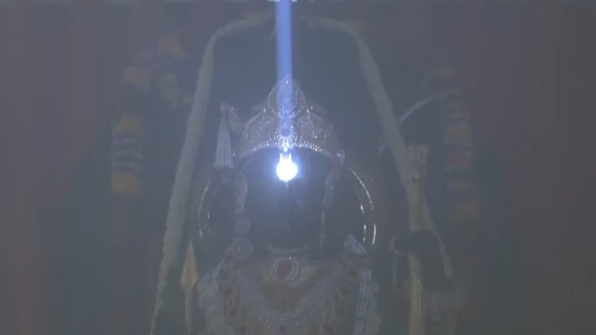 Lord Ram Lalla's forehead was illuminated with the 'Surya Tilak,' on the occasion of Ram Navami, marking a celestial event planned to occur every year on the auspicious day, starting from this year. The celebration is also broadcasted on about a hundred large LED screens throughout Ayodhya.