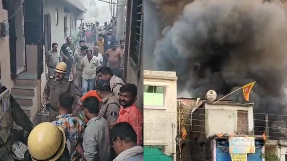 A massive fire broke out in a cotton warehouse in Baker Street in Indore