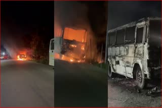 Bus caught fire in Haldwani
