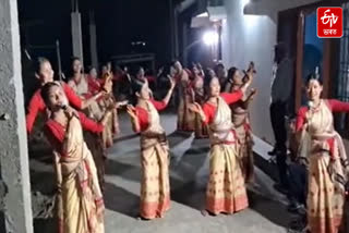 Rongali Bihu 2025, A group of girls perform jeng bihu in Khowang