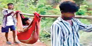Pregnant Woman Carried in Doli