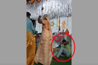 A screengrab of a man collapsing to death during a bhajan program in Rajasthan's Jhalawar