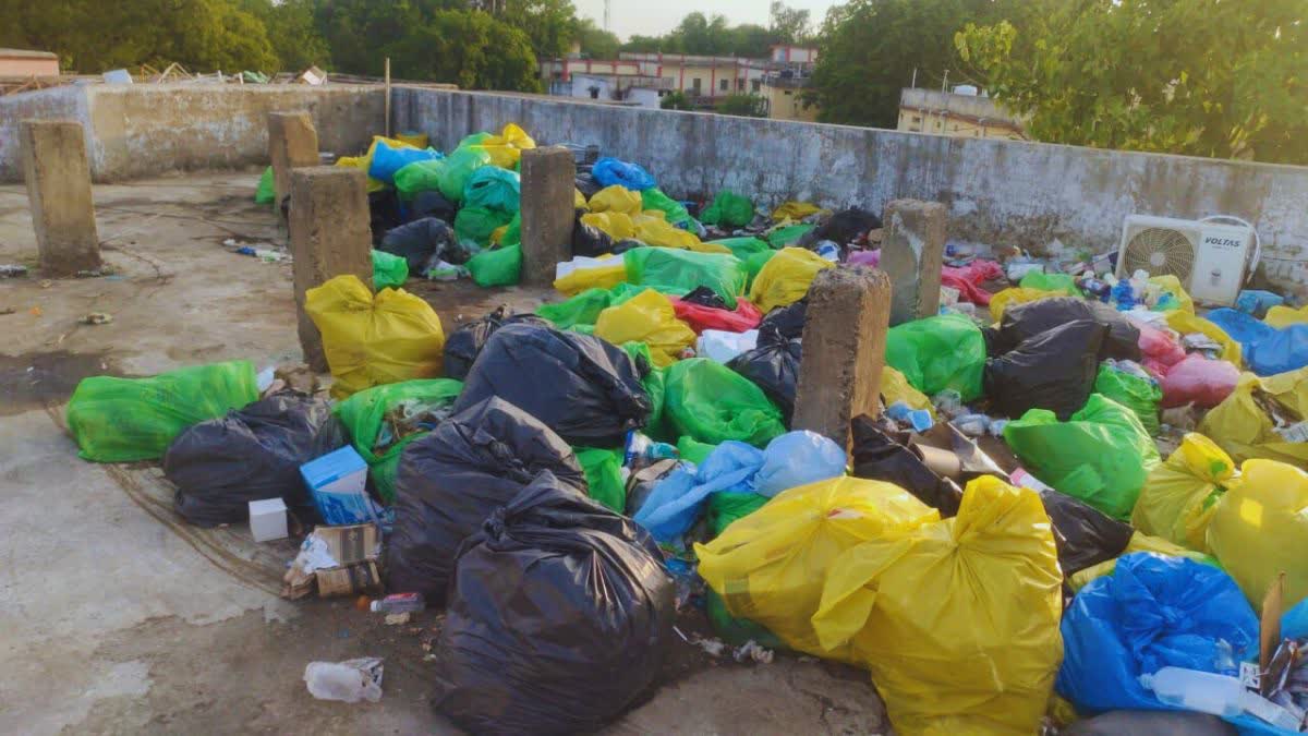 pile of medical waste scattered