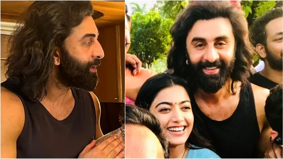 Ranbir Kapoor  Rashmika Mandanna  Ranbir Kapoor and Rashmika Mandanna  Ranbir Kapoor and Rashmika Mandanna in Animal  viral pictures from Animal shoot  viral pictures of Ranbir Kapoor from Animal shoot  viral pictures of Rashmika from Animal shoot  പുഞ്ചിരിച്ച് രൺബീർ കപൂറും രശ്‌മിക മന്ദാനയും  രൺബീർ കപൂറും രശ്‌മിക മന്ദാനയും  രൺബീർ  രശ്‌മിക മന്ദാന  രൺബീർ കപൂര്‍  അനിമല്‍ സെറ്റിലെ വൈറല്‍ ചിത്രം  അനിമല്‍ സെറ്റ്  അനിമല്‍