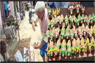 Farmers buying clay idol of Basavanna