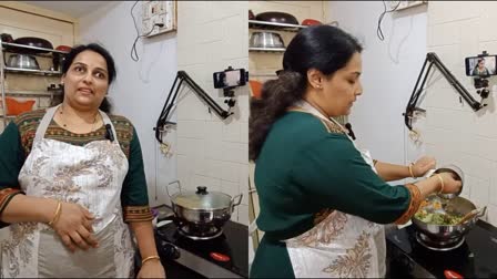 blind woman cooking