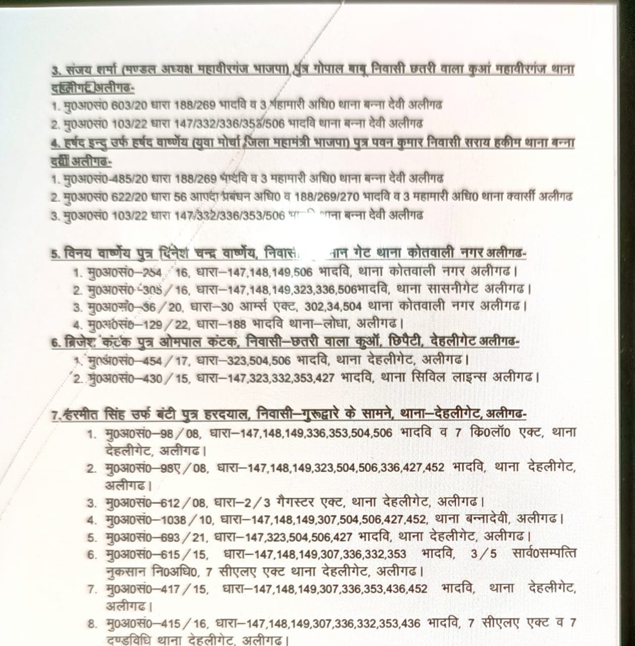 भाजपा नेताओं की क्राइम हिस्ट्री