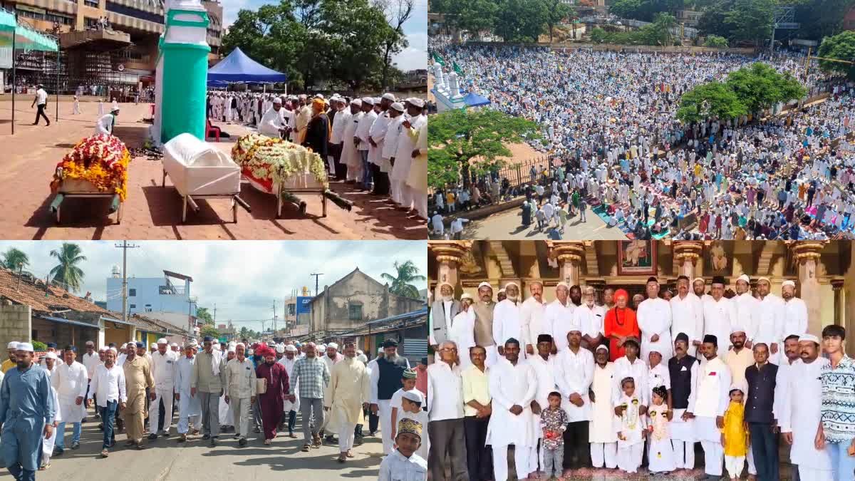 Bakrid Celebration  mass prayer  Dharwad  Davanagere