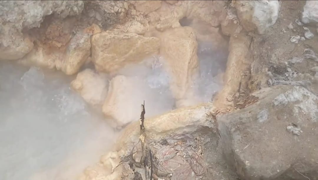 Hot water coming out of geothermal springs