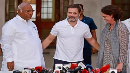 Rahul Gandhi, Mallikarjuna Kharge, Priyanka Gandhi