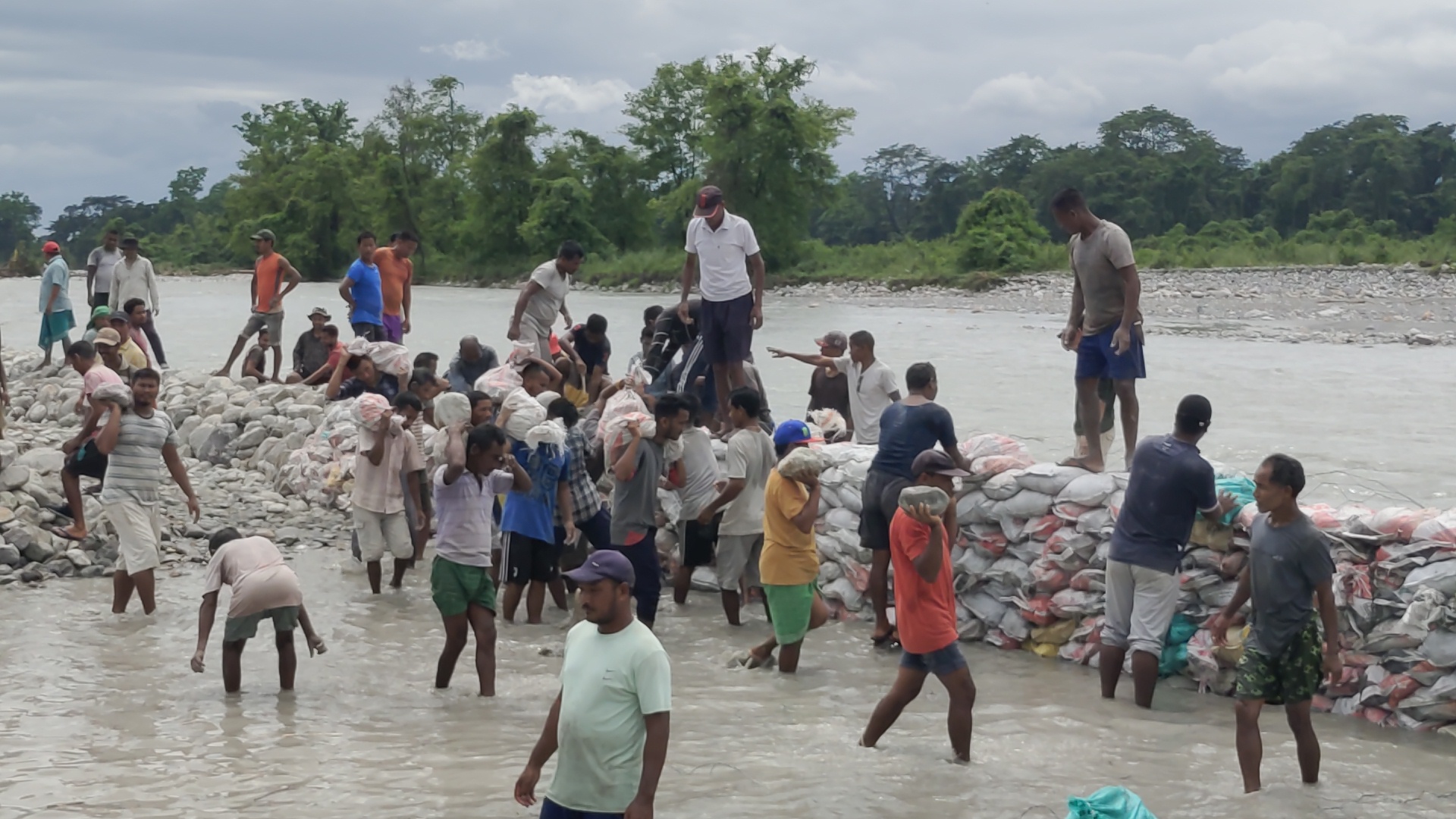 public making River dam by themselves