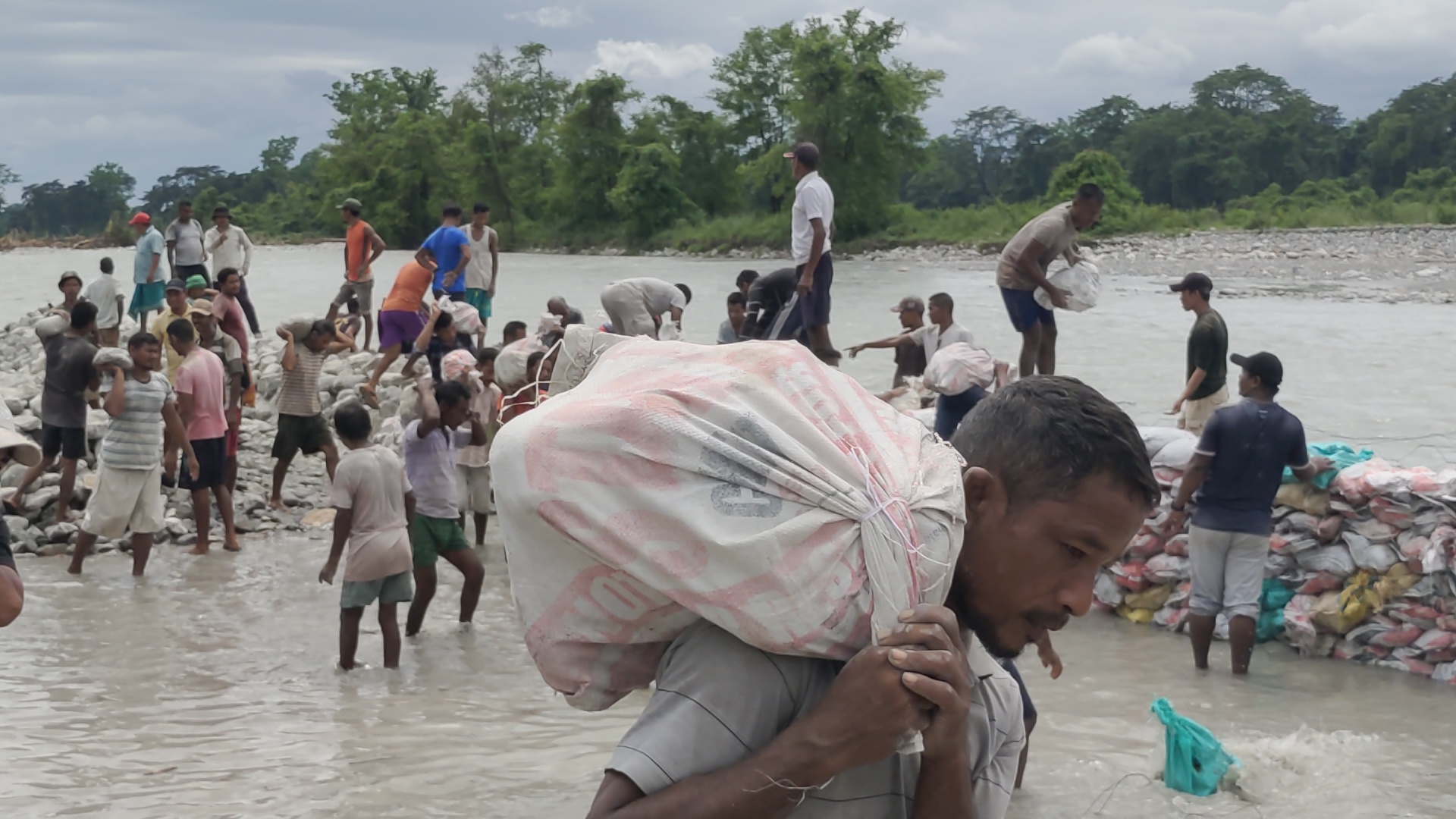 public making River dam by themselves