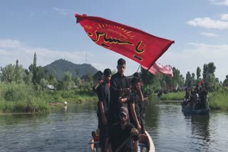 Mourners take out Muharram procession in Shikaras in Dal Lake