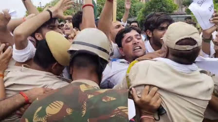 NSUI rally demanding restoration of student union elections