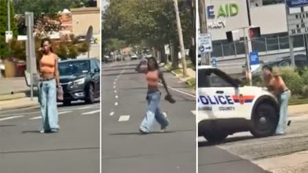 us woman points gun  us woman points gun at cars in  us woman points gun at cars in north bellmore  ಕೈಯಲ್ಲಿ ಗನ್​ ಹಿಡಿದು ಮಹಿಳೆ ಹೈಡ್ರಾಮಾ  ಕಾರಿನಿಂದ ಗುದ್ದಿ ಆರೋಪಿಯನ್ನು ಸೆರೆ ಹಿಡಿದ ಪೊಲೀಸರು  ಅಮೆರಿಕಾದಲ್ಲಿ ಮತ್ತೆ ಗುಂಡಿನ ಸದ್ದು  ಕೈಯಲ್ಲಿ ಗನ್​ ಹಿಡಿದು ಹೈಡ್ರಾಮ  ಸೂಪರ್ ಪವರ್ ರಾಷ್ಟ್ರ ಅಮೆರಿಕದಲ್ಲಿ ಗನ್ ಸಂಸ್ಕೃತಿ  ಅಮಾಯಕ ನಾಗರಿಕರು ಬಲಿ  ಗಂಭೀರ ರೀತಿಯ ಗಾಯಗೊಳ್ಳುವುದು ಸಾಮಾನ್ಯ