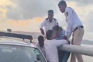 Police said the 56-year-old woman who booked a cab from Mulund area asked the cab driver to stop on the Atal Setu, midway. She came out of the cab and climbed atop the safety railing of the bridge, they said. The alert cab driver caught the woman when she reportedly lost balance, they said, adding that a police patrol joined the cabbie in the rescue. "I was immersing pictures of a deity" in the sea, the police quoted the woman as saying.