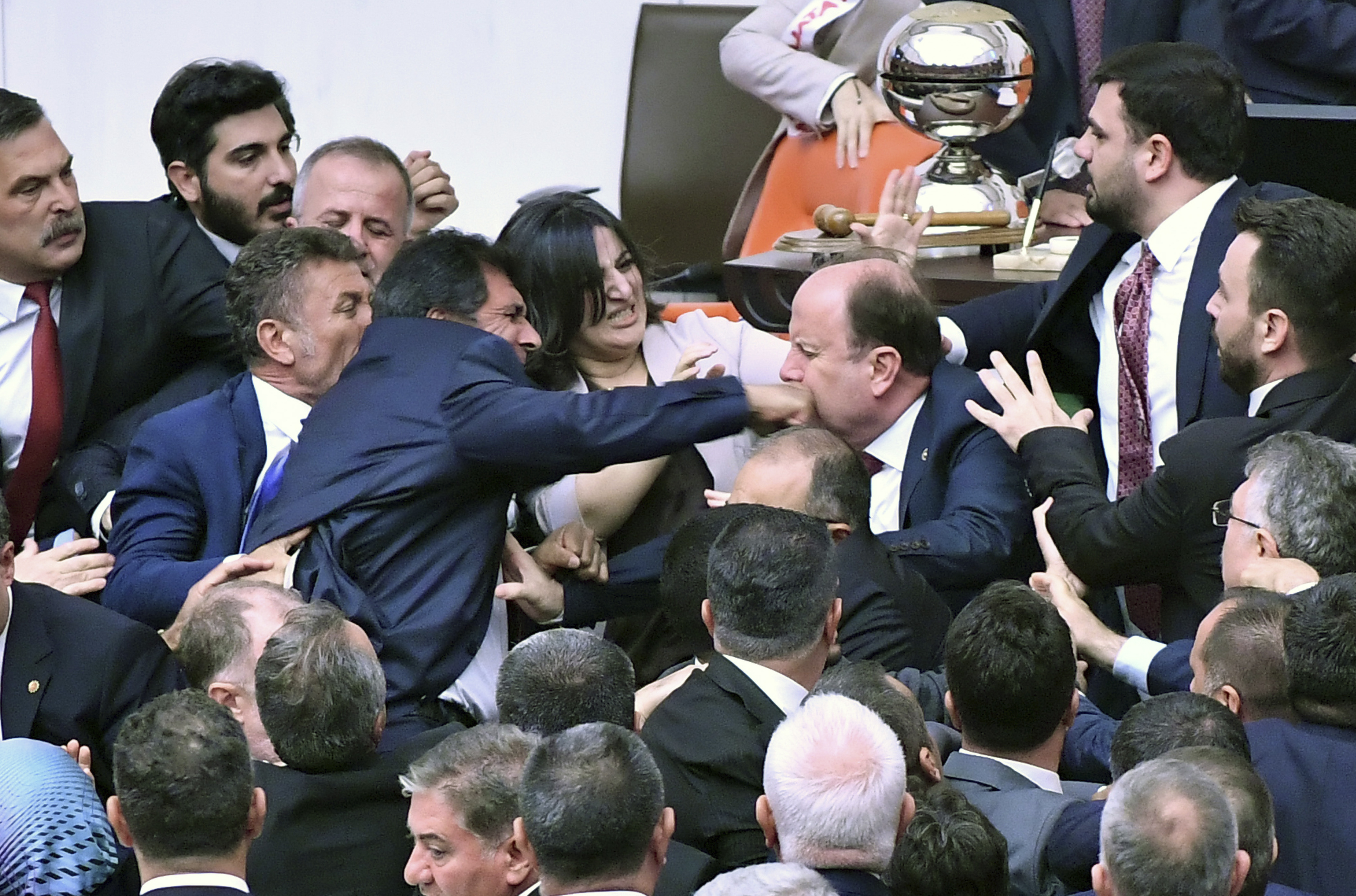 Massive Brawl In Turkish Parliament