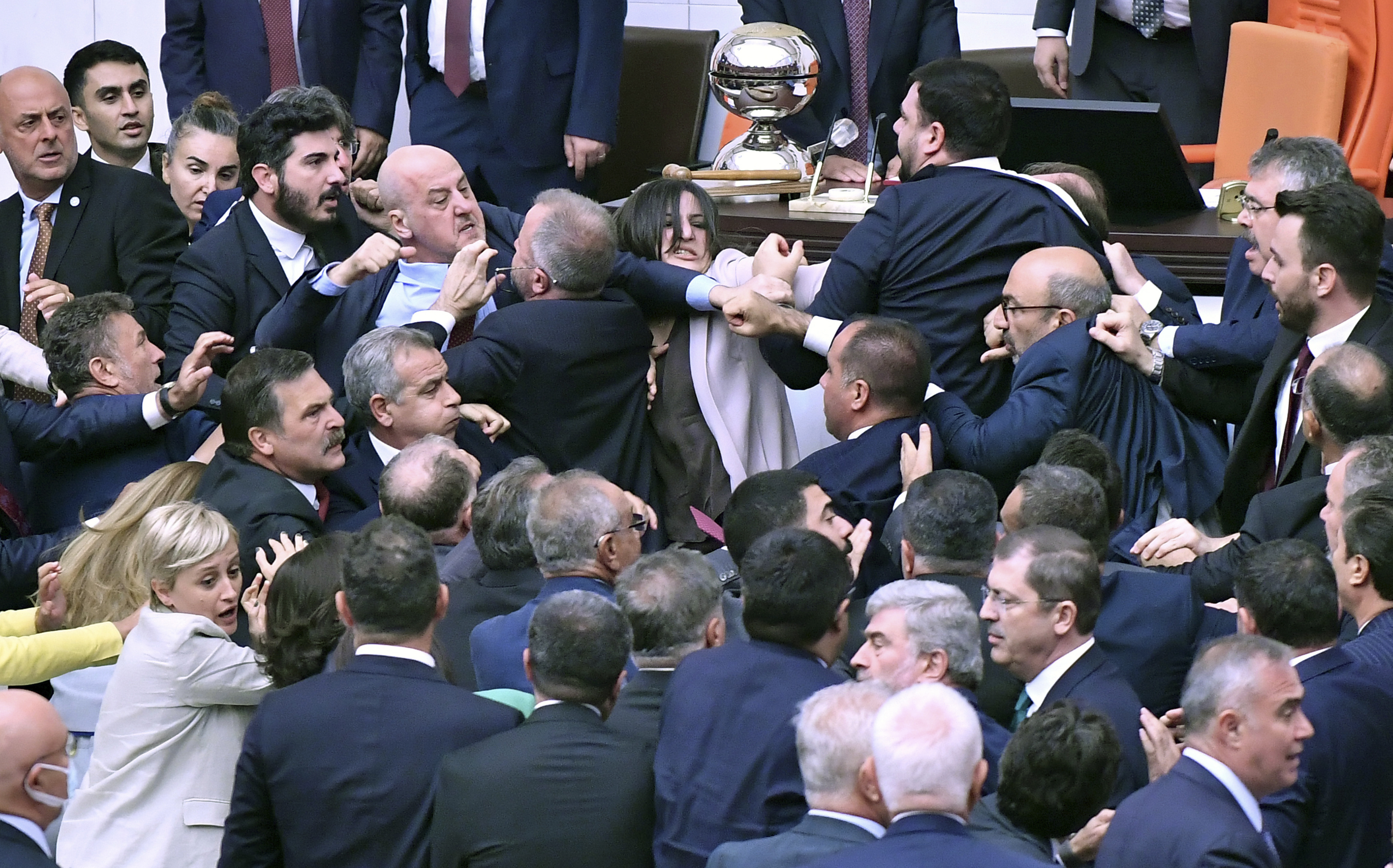 Massive Brawl In Turkish Parliament