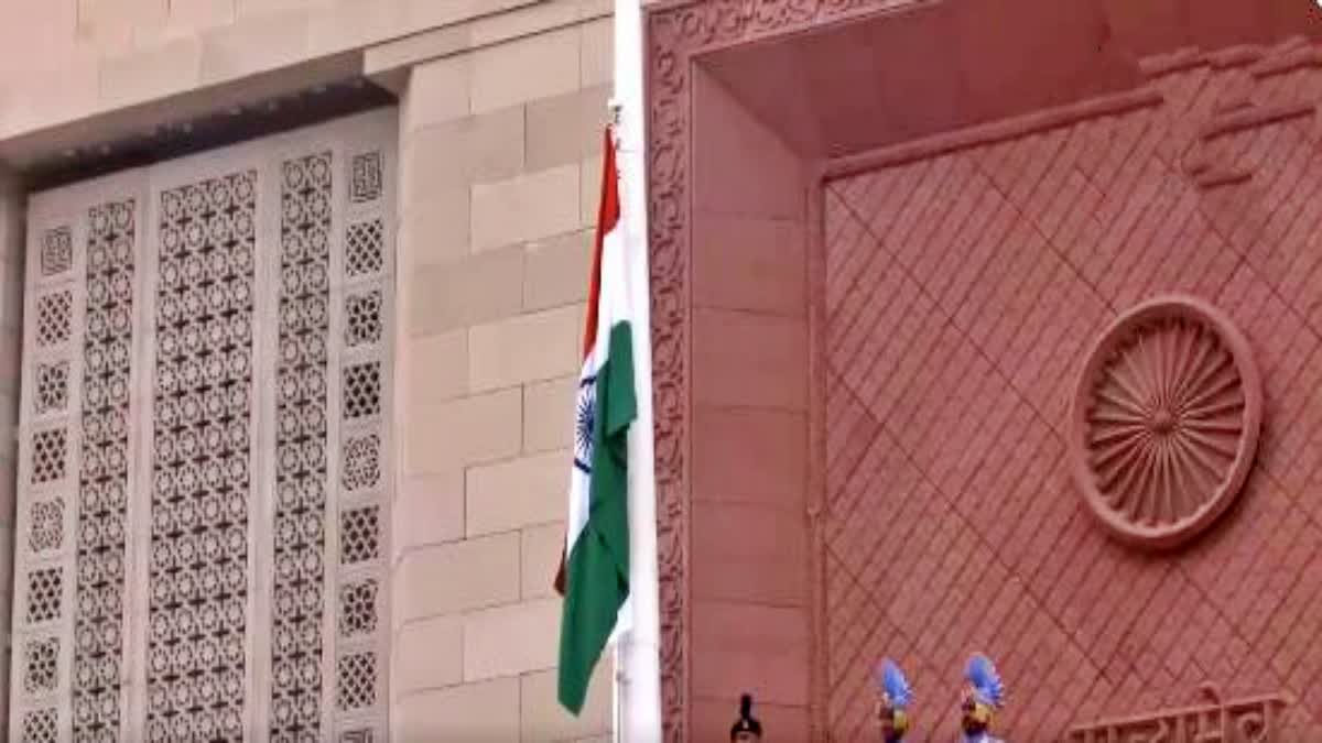 national flag  hoists at New Building of Parliament