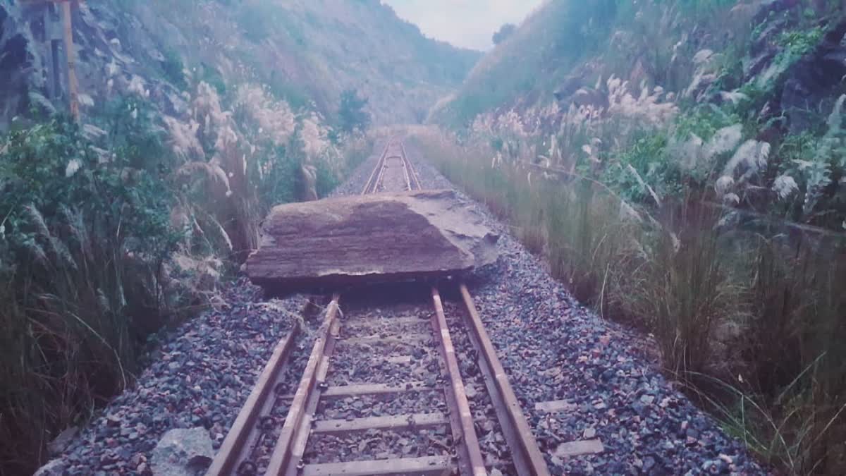 Rock Fell On Railway Track