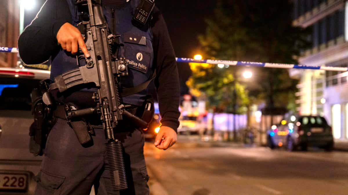 Belgium Police say two Swedish nationals have been killed after shots were fired in the center of the Belgian capital here, on Monday night, Oct. 16, 2023.