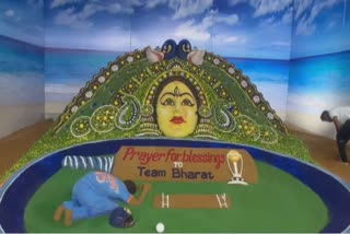 Wish for team india Beautiful sand art by Sudarshan Patnaik using 5 thousand lemons made idol of maa durga