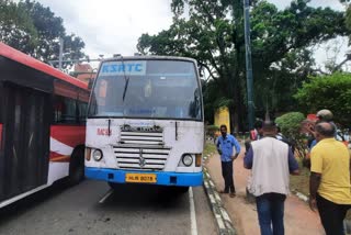 KSRTC Bus Caught Fire  കെഎസ്ആർടിസി ബസിന് തീപിടിച്ചു  KSRTC bus catches fire  running KSRTC bus caught fire  KSRTC bus caught fire near University College  KSRTC bus caught fire in Thiruvananthapuram  fire broke out in the bus going to Pothencode  ബസിന് ഇൻഷുറൻസ് ഉണ്ടായിരുന്നില്ലെന്ന് പരാതി  Complaint that the bus did not have insurance  KSRTC  ബസിലുണ്ടായിരുന്നത് ഇരുപതോളം യാത്രക്കാർ  കെഎസ്ആർടിസി