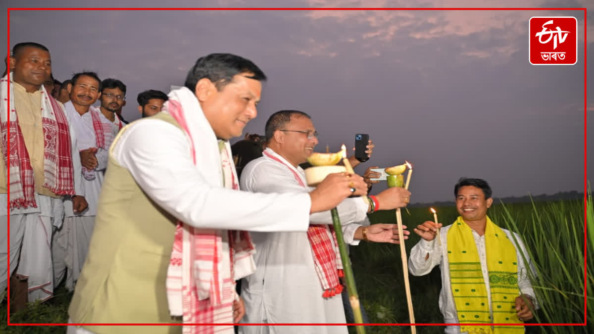 Union Minister Sarbananda Sonowal celebrates Kati Bihu in Tingkhang